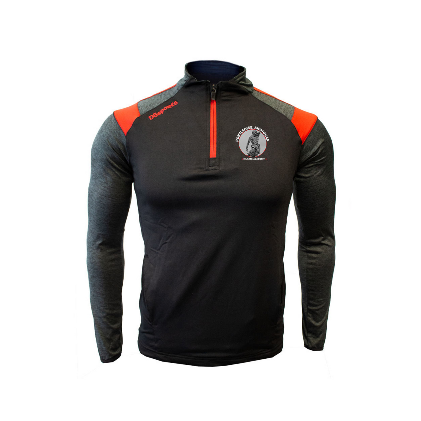 Portlaoise Shotokan Karate Academy - Half Zip Challenger Black/Red (STOCK)