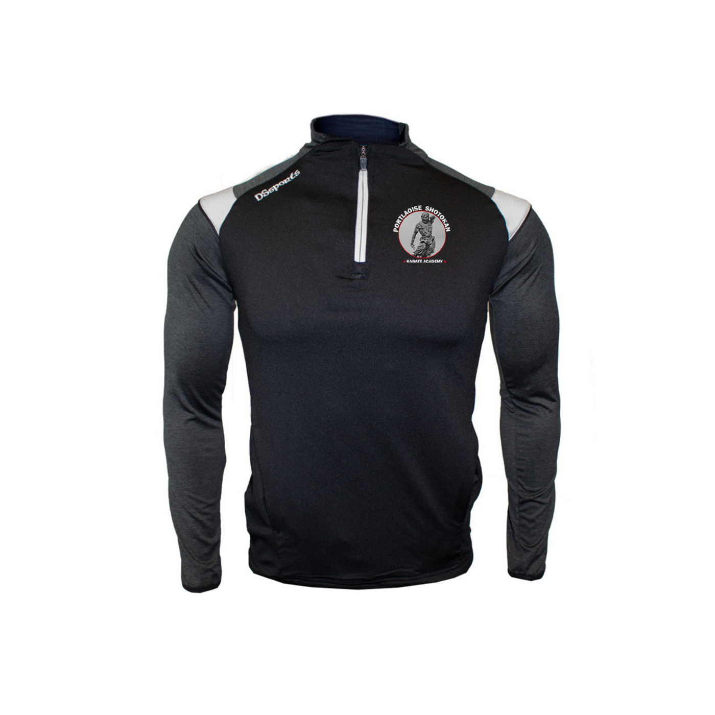 Portlaoise Shotokan Karate Academy - Half Zip Challenger Black/White (STOCK)