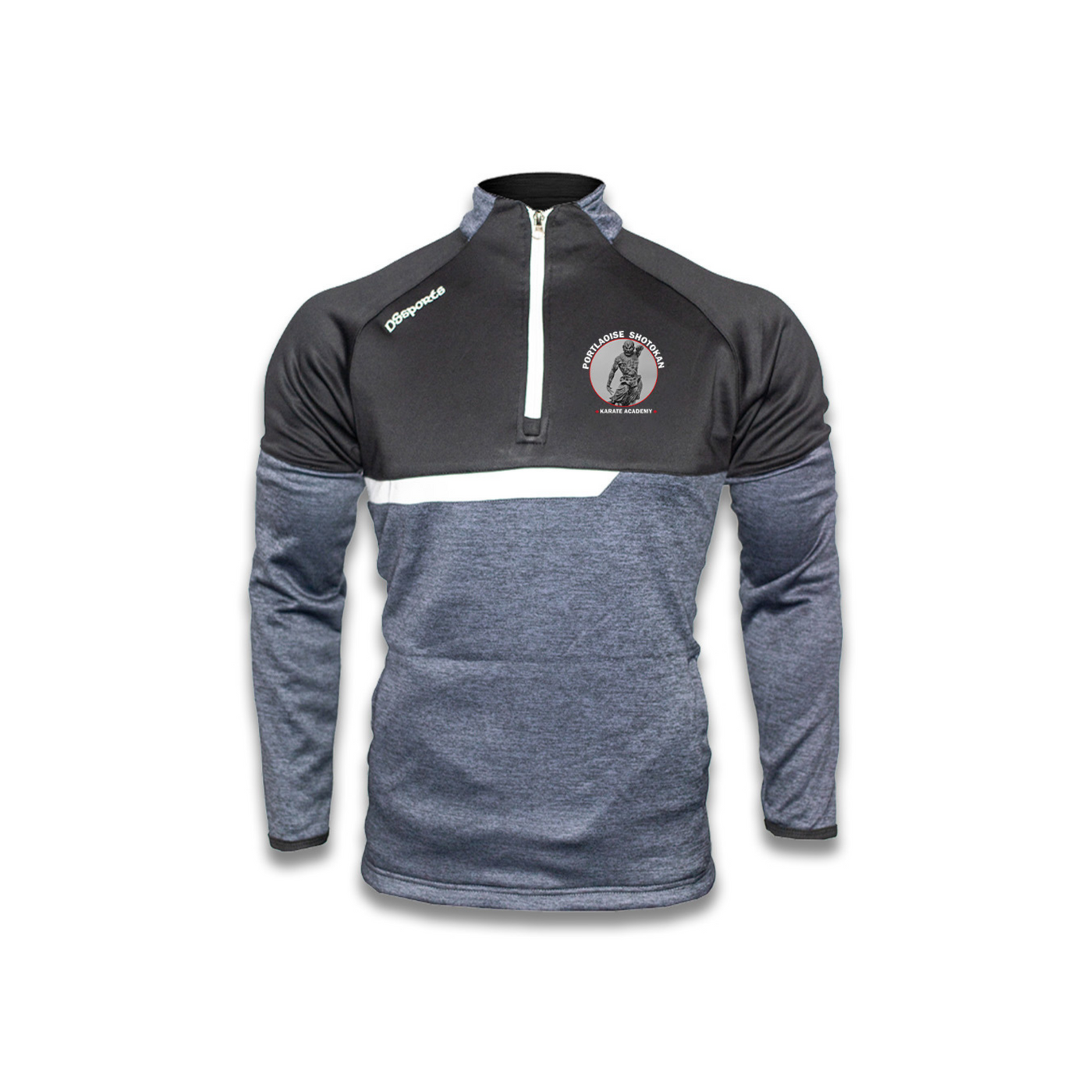 Portlaoise Shotokan Karate Academy - Half Zip Gasly Black/White (STOCK)