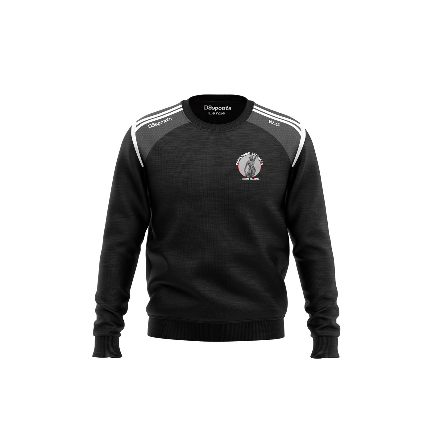 Portlaoise Shotokan Karate Academy - Strike Crew Neck Black/White (STOCK)