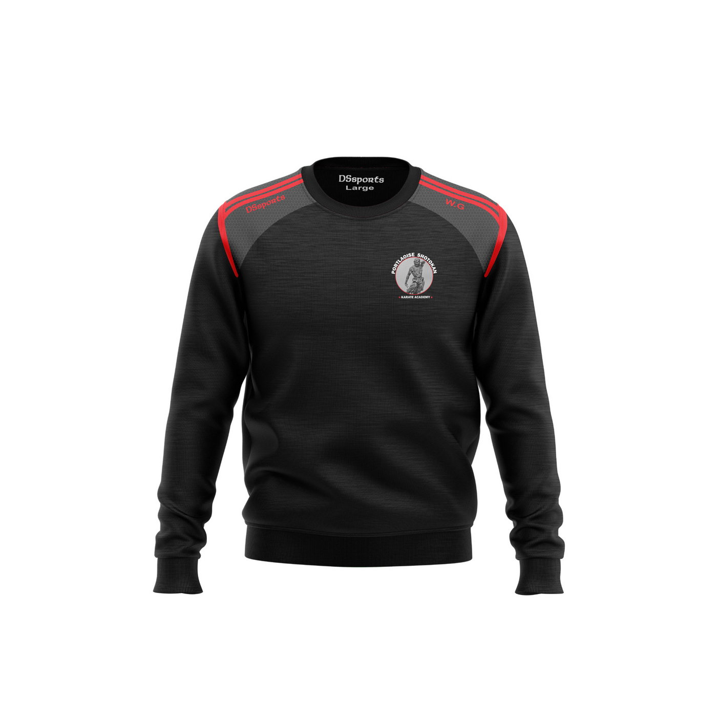 Portlaoise Shotokan Karate Academy - Strike Crew Neck Black/Red (STOCK)