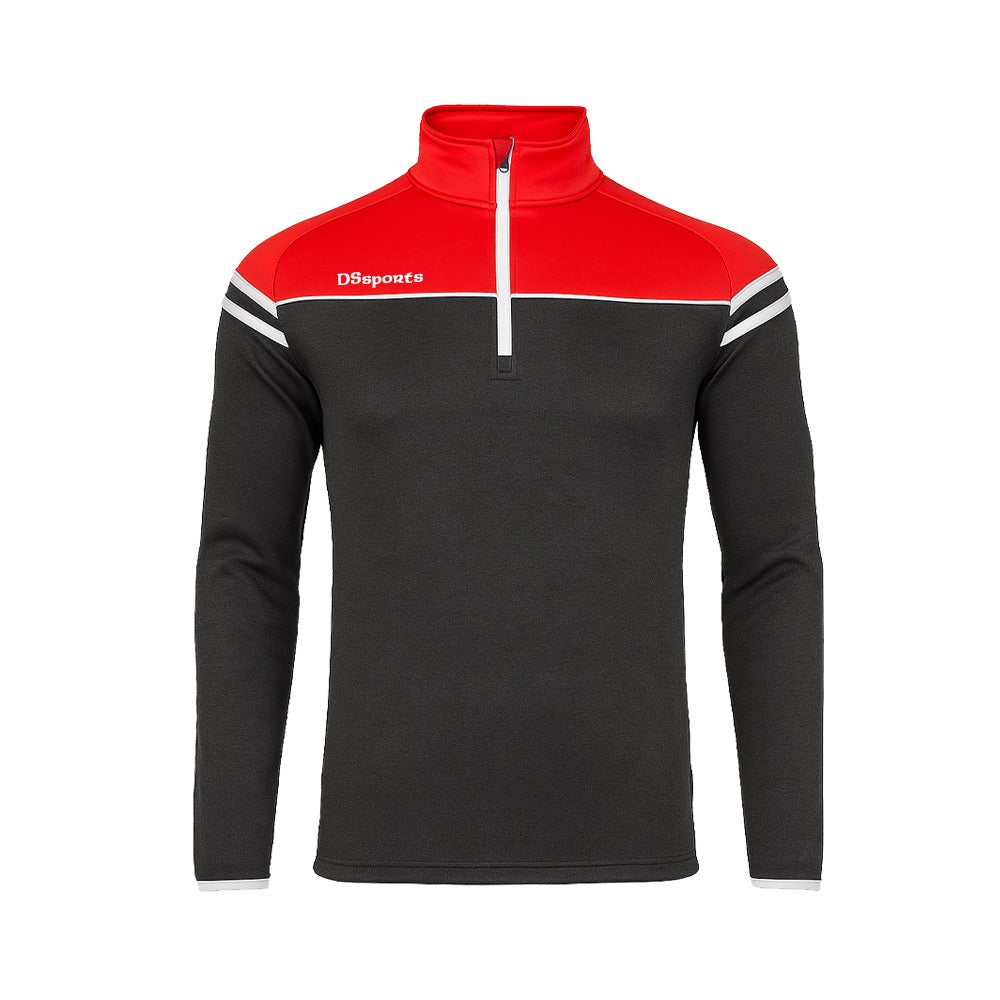Alaska Half Zip - Black Melange / Red / White