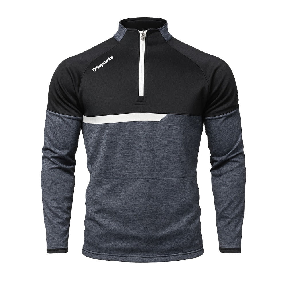 Galsy Half Zip - Charcoal Melange / Black / White