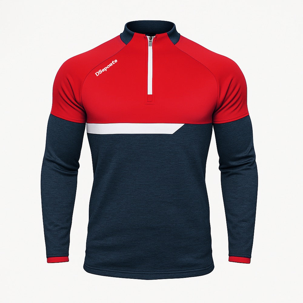 Galsy Half Zip - Navy Melange / Red / White
