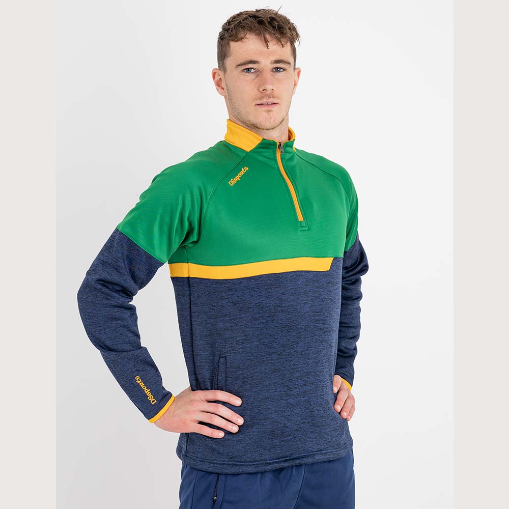 Galsy Half Zip - Navy Melange / Green / Amber