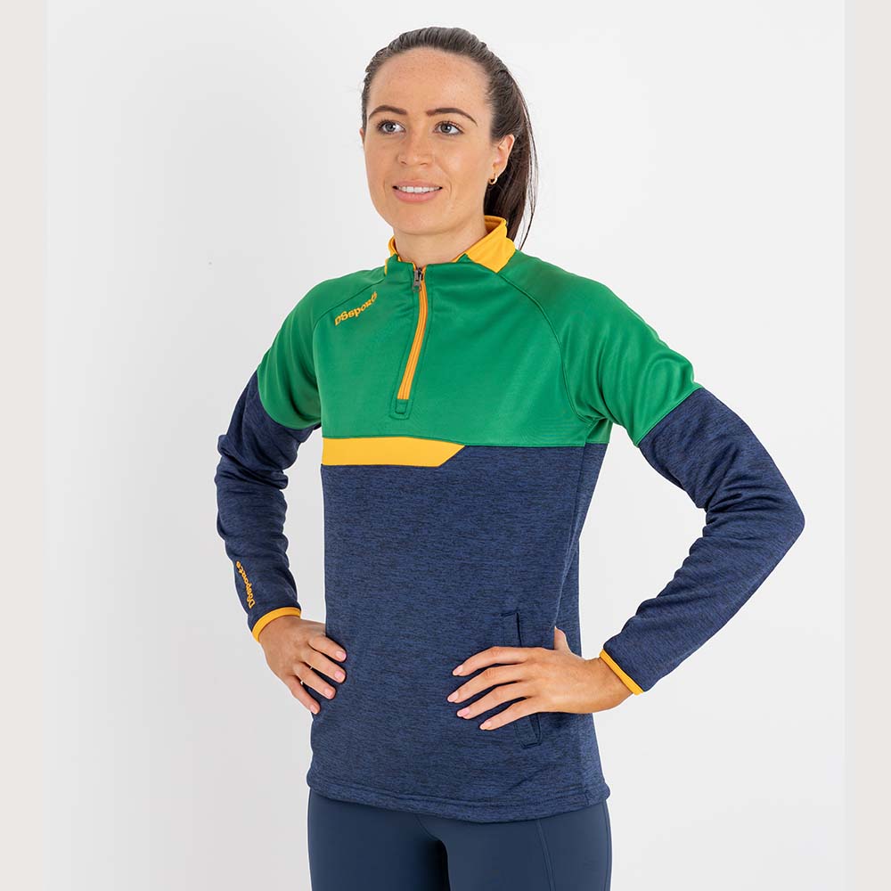 Galsy Half Zip - Navy Melange / Green / Amber