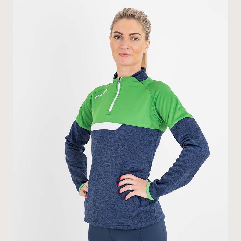 Galsy Half Zip - Navy Melange / Green / White