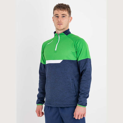 Galsy Half Zip - Navy Melange / Green / White