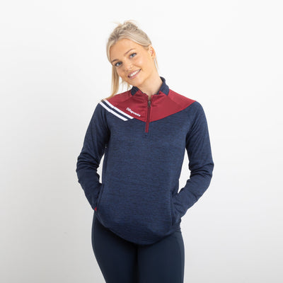 Razor Half Zip - Navy Melange / Maroon / White