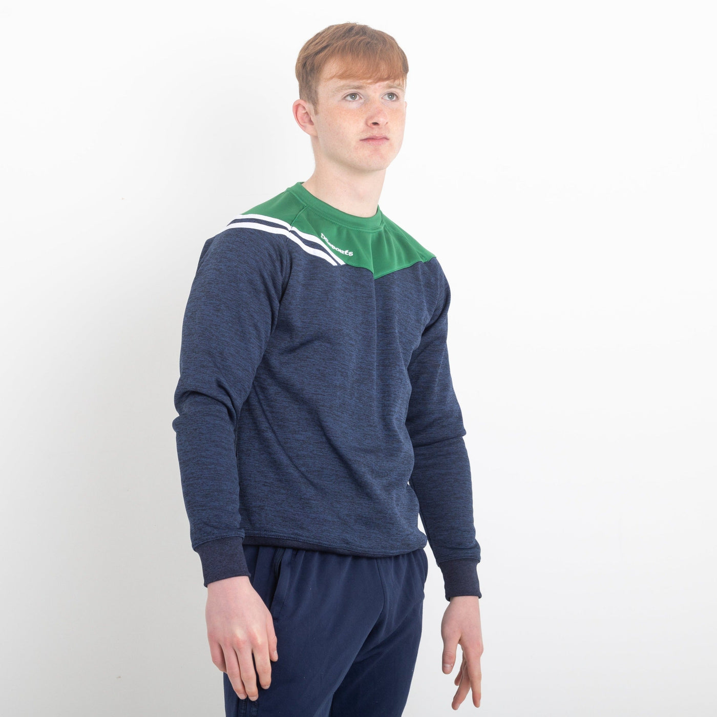 Razor Crew Neck - Navy Melange / Green / White