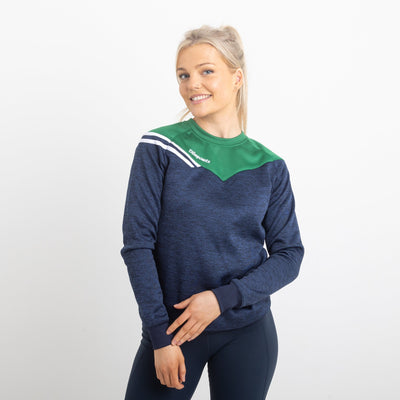 Razor Crew Neck - Navy Melange / Green / White