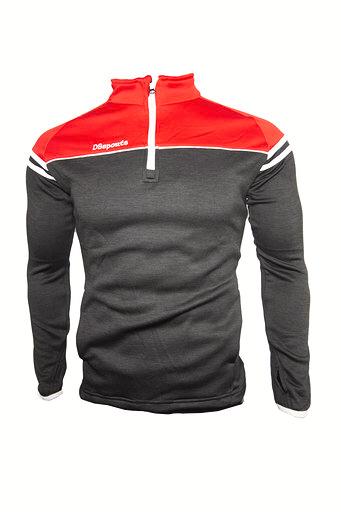 Alaska Half Zip - Black Melange / Red / White