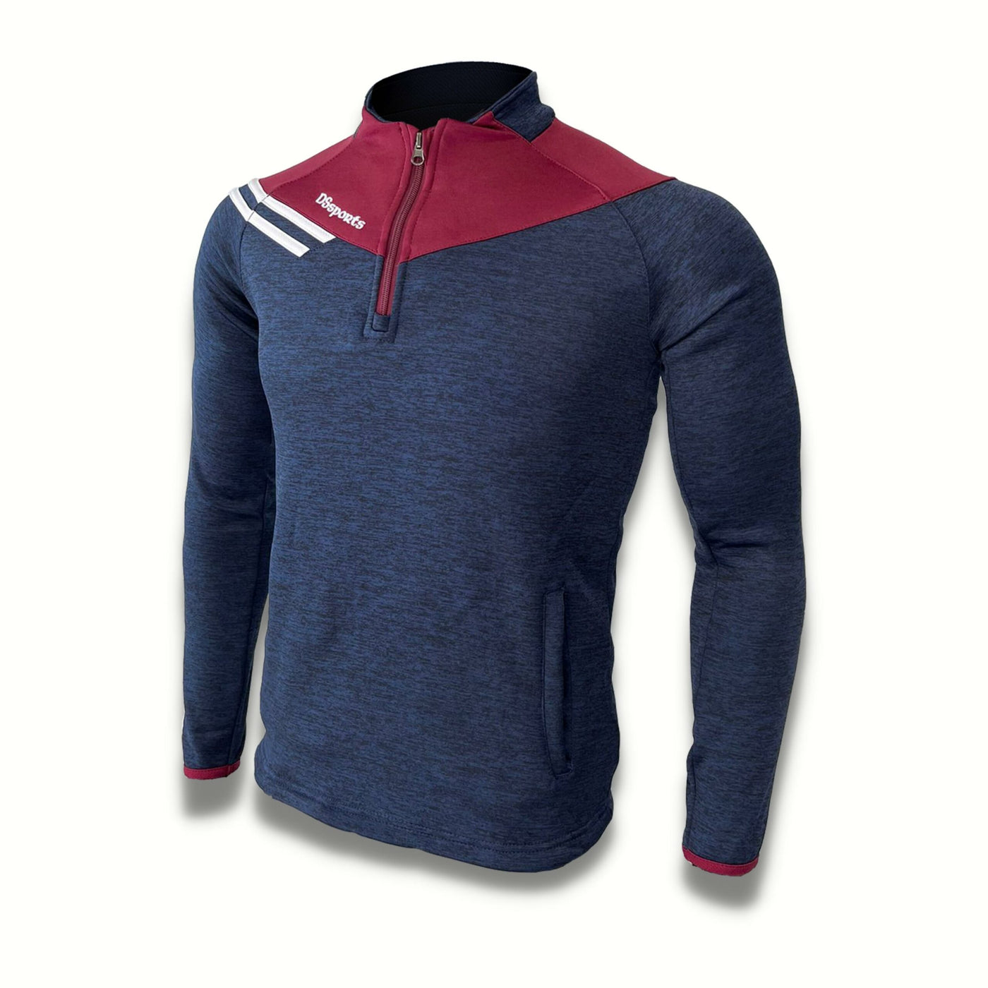 Razor Half Zip - Navy Melange / Maroon / White