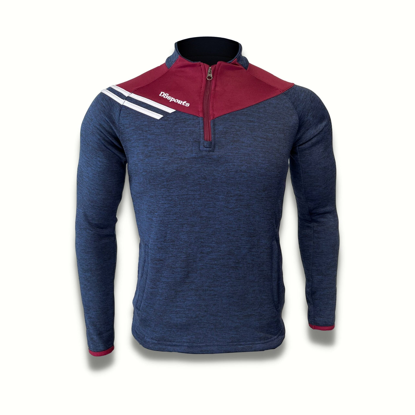 Razor Half Zip - Navy Melange / Maroon / White