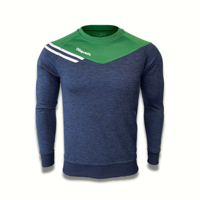 Razor Crew Neck - Navy Melange / Green / White