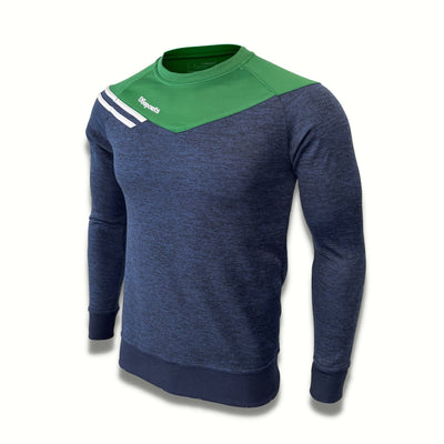 Razor Crew Neck - Navy Melange / Green / White