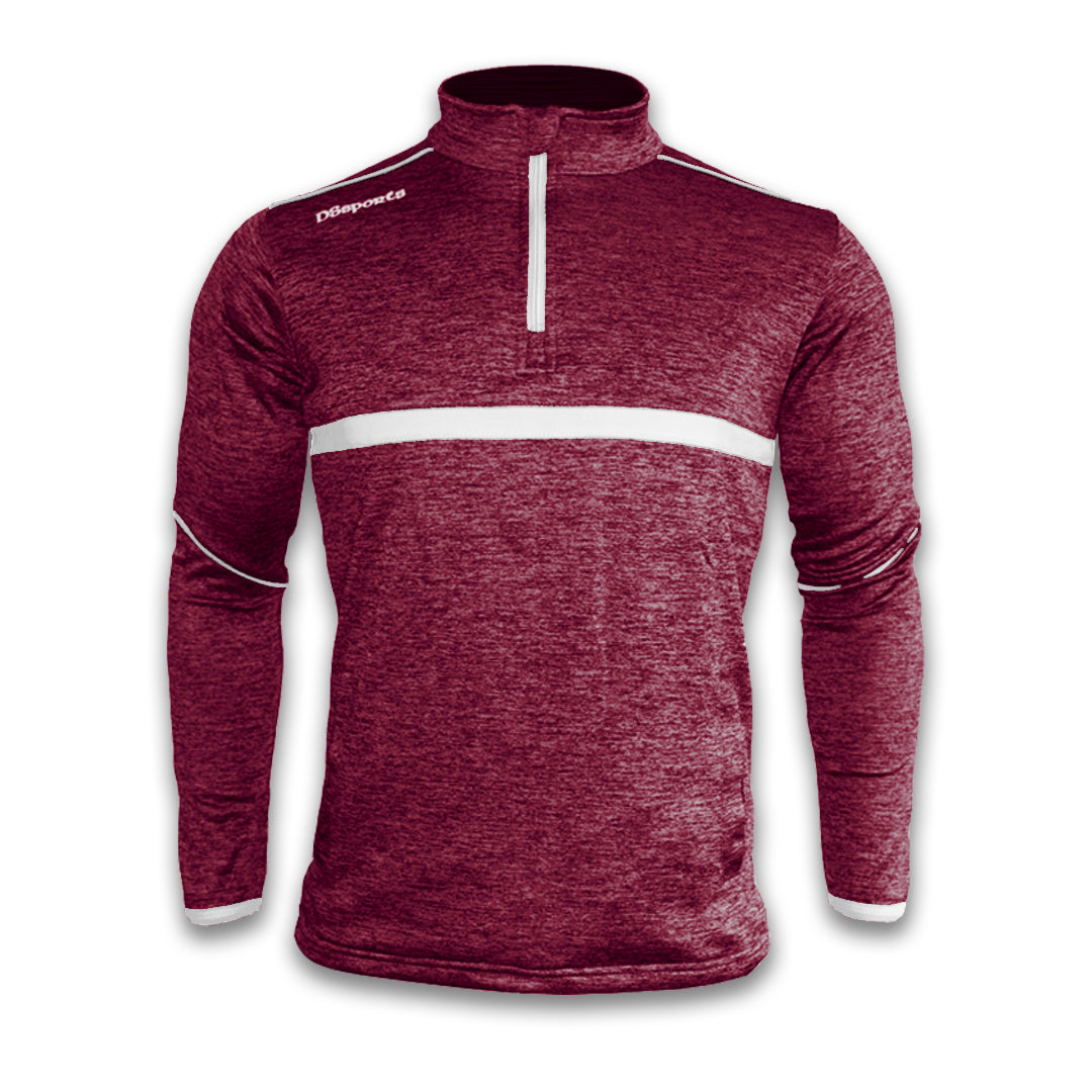 Vetus Half Zip - Maroon Melange / White